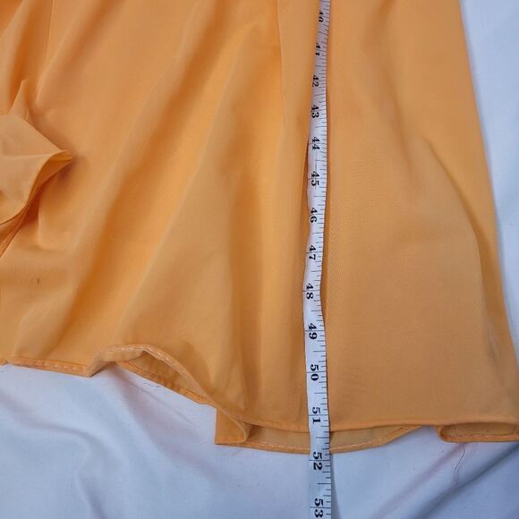 VINTAGE 80s orange sherbet tie‎ front maxi night gown dress M - Picture 14 of 14